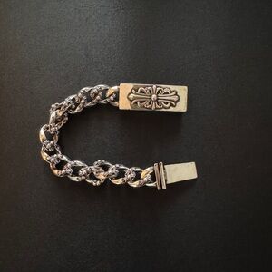 Chrome Hearts Style - Floral Gothic Cuban Link Bracelet - Stainless Steel 20cm